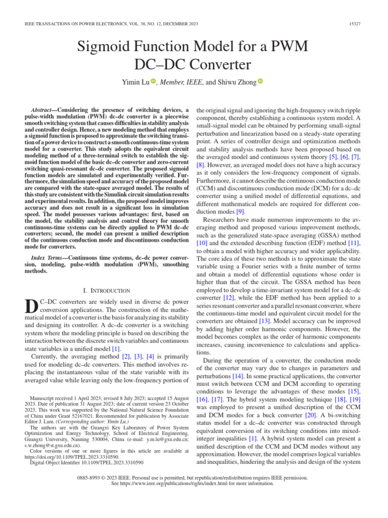 Sigmoid Model for PWM DC-DC Converters | PDF | Electrical Network ...