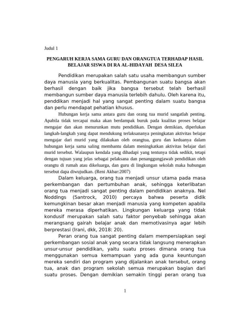 Kerja Sama Guru-Orang Tua dan Hasil Belajar | PDF