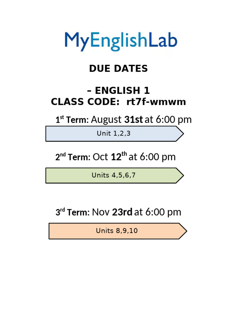 English 1 Class Due Dates | PDF