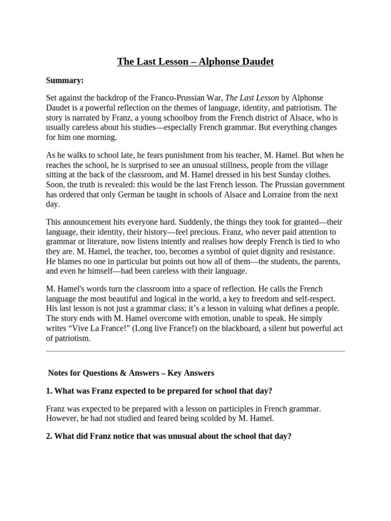 The Last Lesson: Language and Identity | PDF | Human Communication