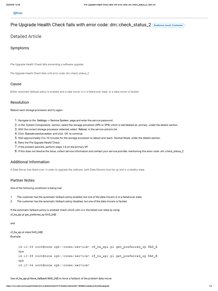 Dell UK: Pre Upgrade Health Check Error | PDF | Computer Science ...