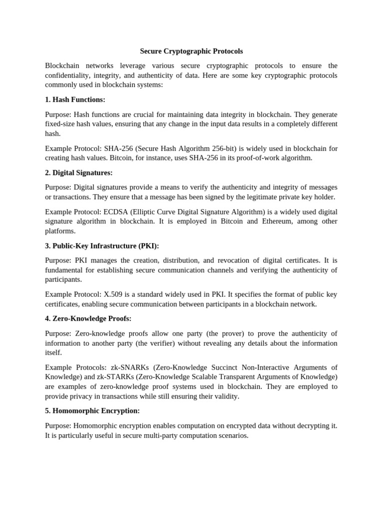Essential Cryptographic Protocols in Blockchain | PDF | Cryptography ...