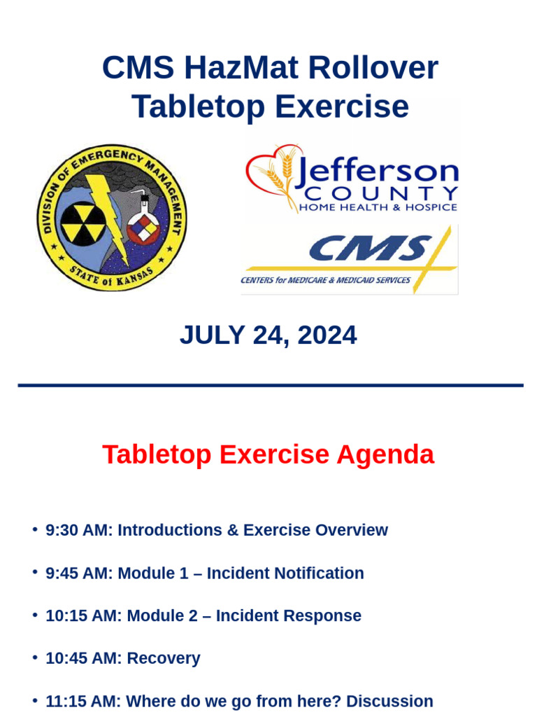 CMS Earthquake TTX PowerPoint 7-20-2023 FINAL | PDF | Chlorine ...