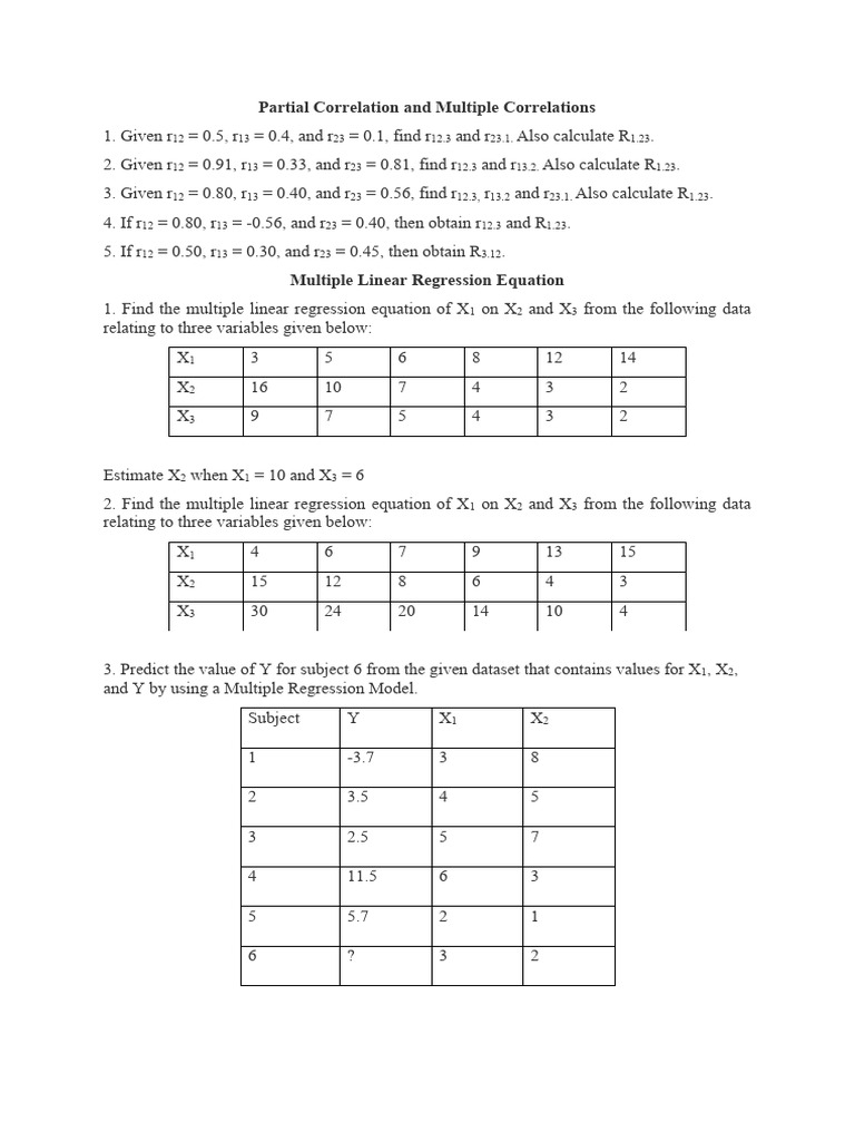 Partial and Multiple Correlation Solutions | PDF
