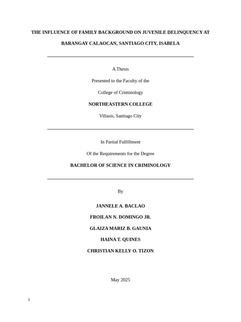 Quali Final Format | PDF | Juvenile Delinquency | Thesis