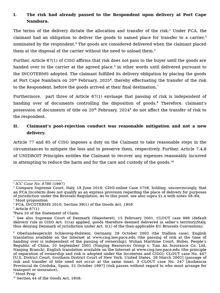 Transfer of Risk in FCA Deliveries | PDF | Common Law | Business Law