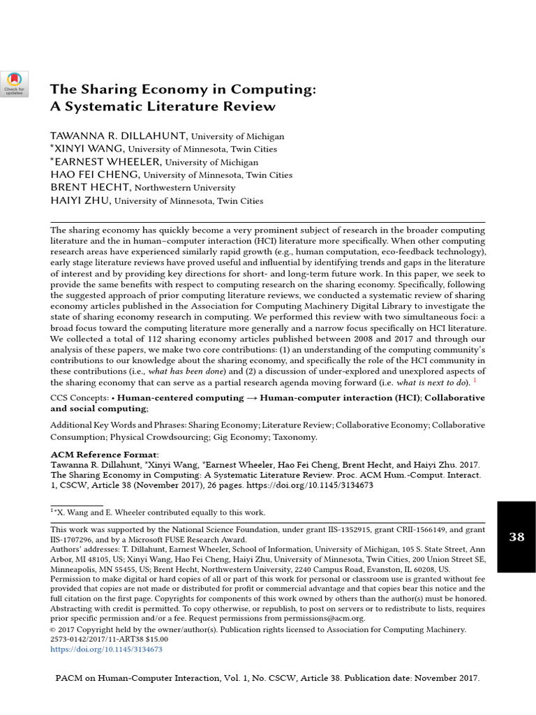 The Sharing Economy in Computing: A Systematic Literature Review | PDF ...