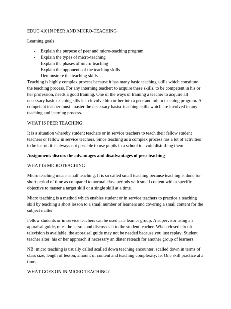 Micro-Teaching Skills and Strategies | PDF | Teachers | Learning