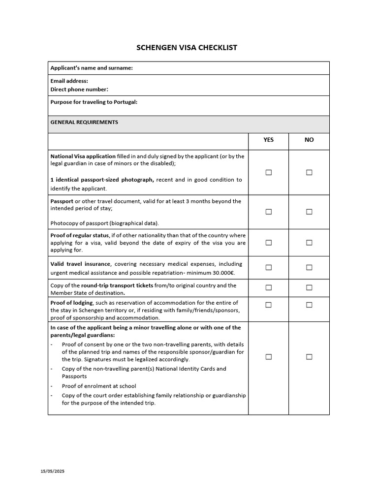 Schengen Visa Document Checklist | PDF | Travel Visa | Passport