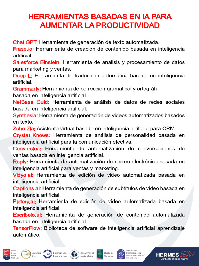 Herramientas IA para Aumentar Productividad | PDF