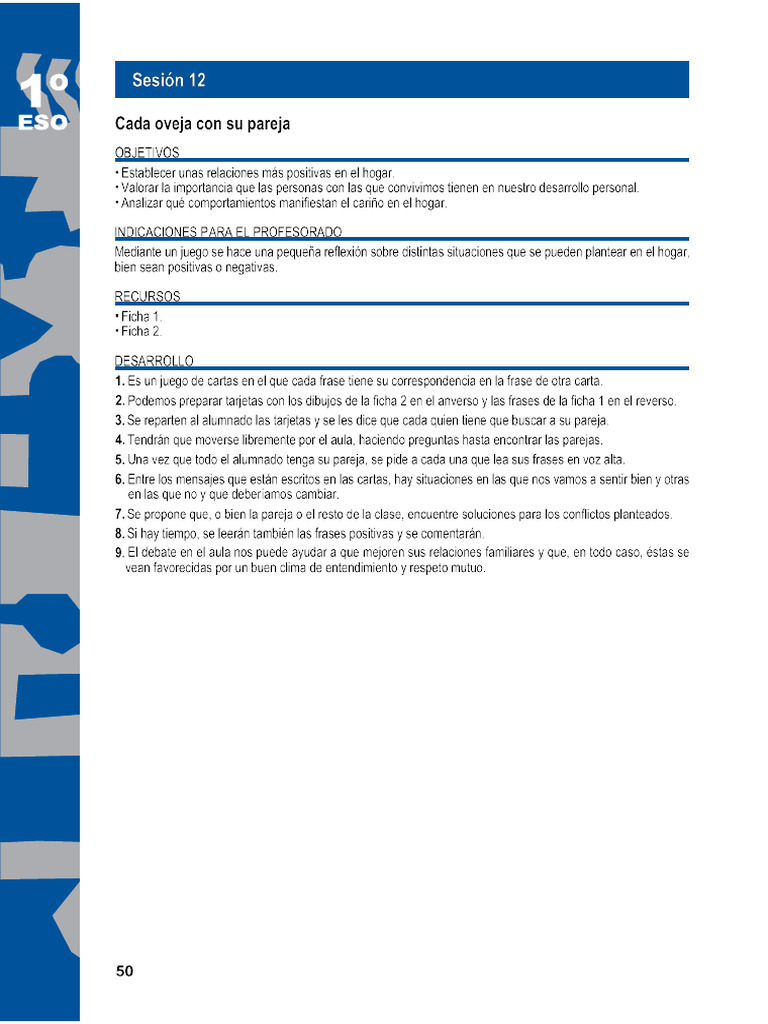 1º ESO Cada Oveja Con Su Pareja - activAfectivoSexual | PDF