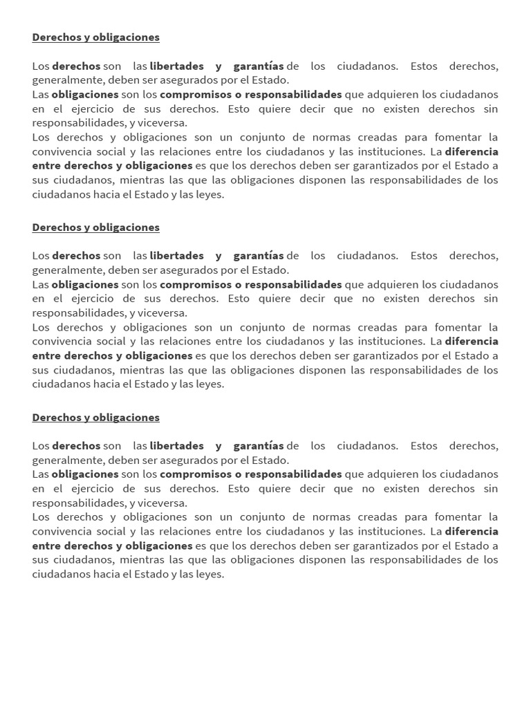 Derechos y Obligaciones - Definiciones | PDF