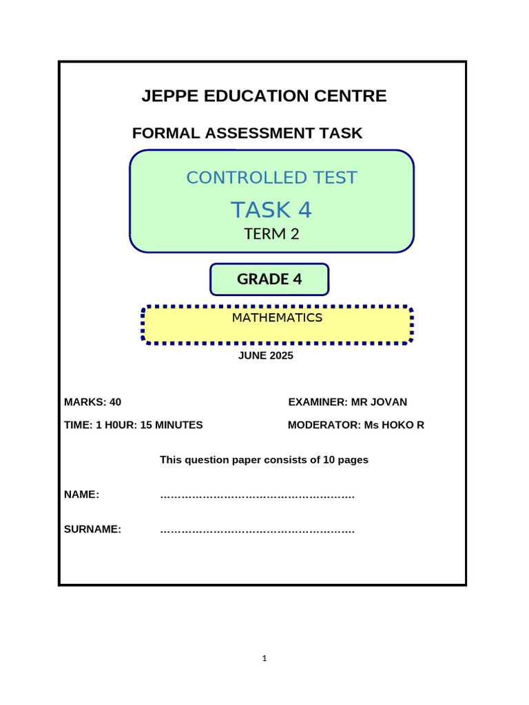 Grade 4 End of Term 2 2025 | PDF | Numbers | Ratio