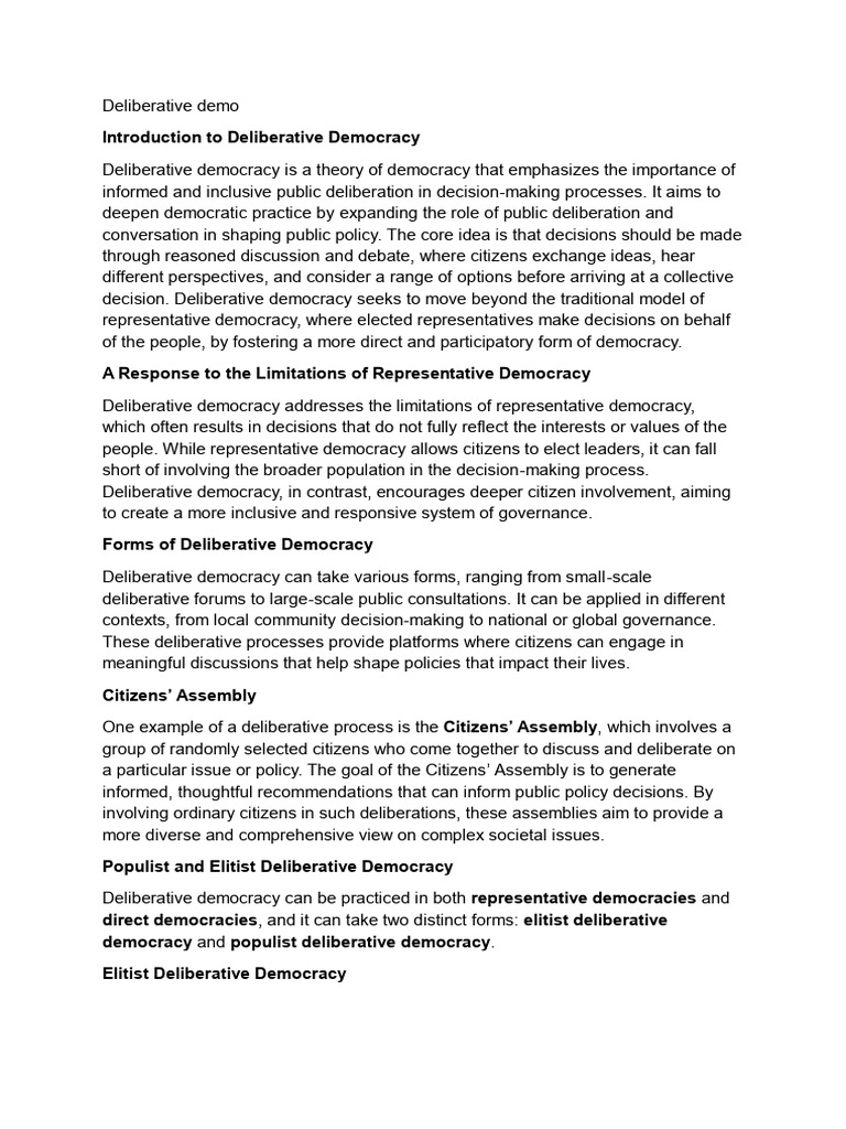 Enhancing Democratic Decision-Making | PDF | Deliberation ...