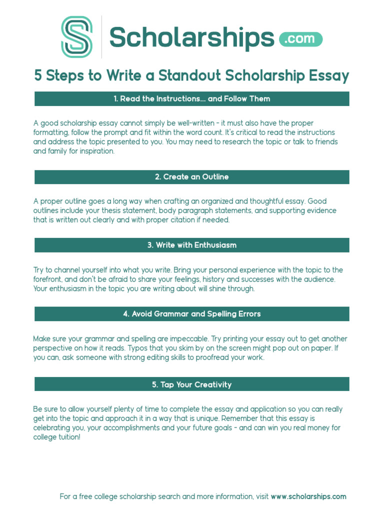 SDC 5 Steps To Write A Standout College Scholarship Essay | PDF