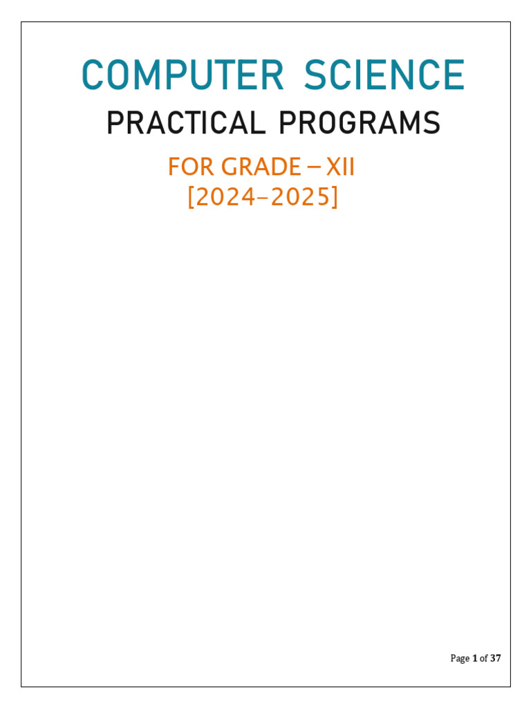 Class 12 Cs Practical Exercises 2023-2024(Stu Updat) | PDF | Text File ...