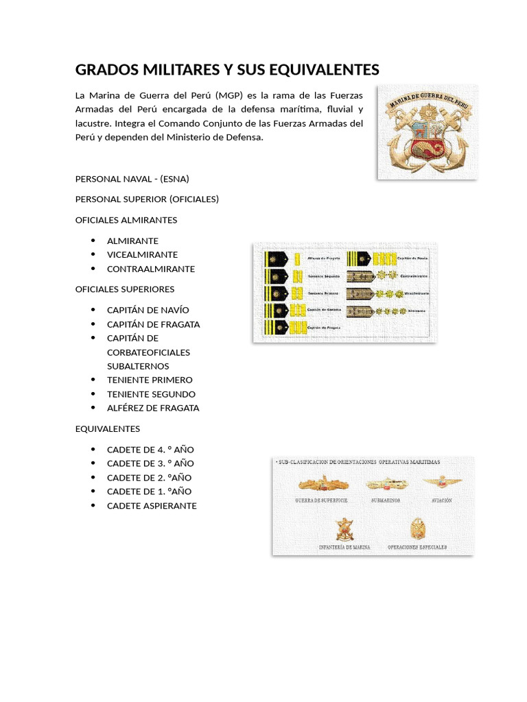 Grados y Equivalencias en la Marina del Perú | PDF