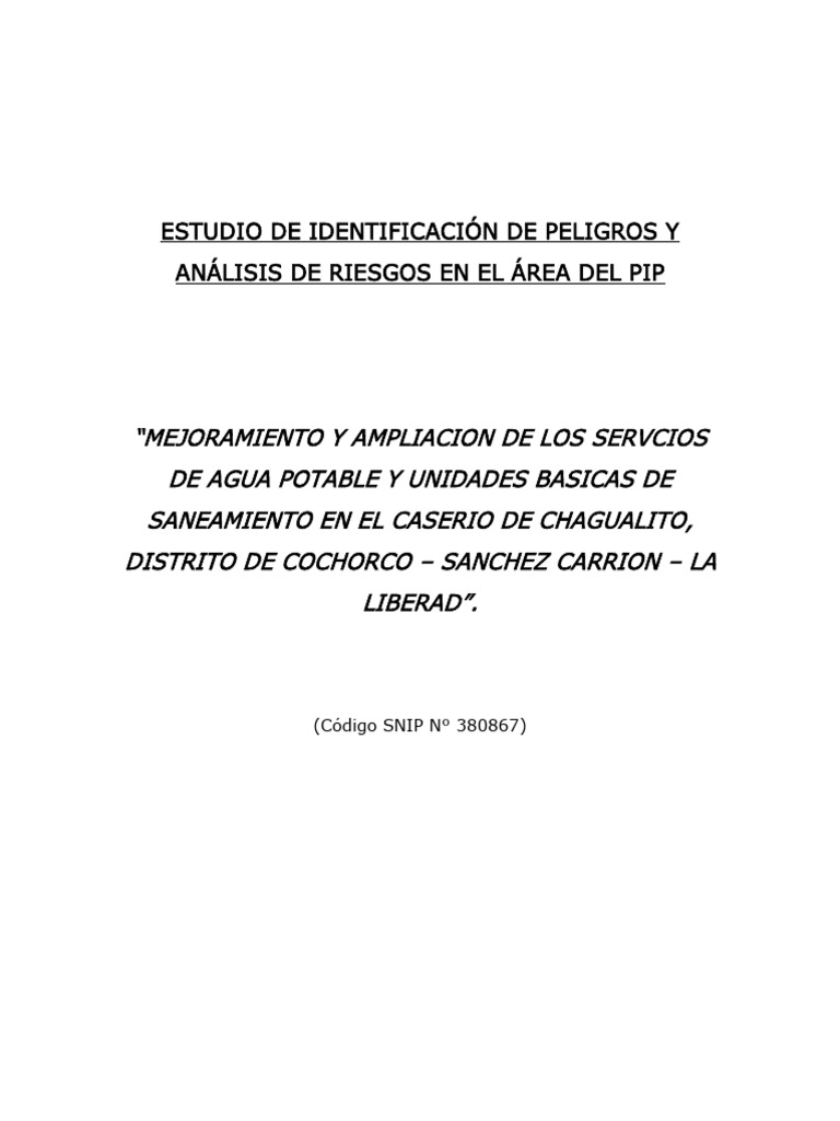 Estudio de Analisis de Reduccion de Riesgos PIP Chagualito | PDF ...