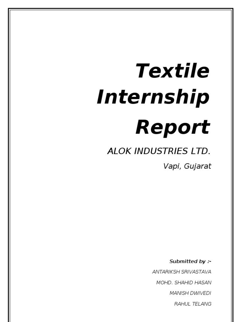 Textile Internship Report Alok Pdf Loom Dye