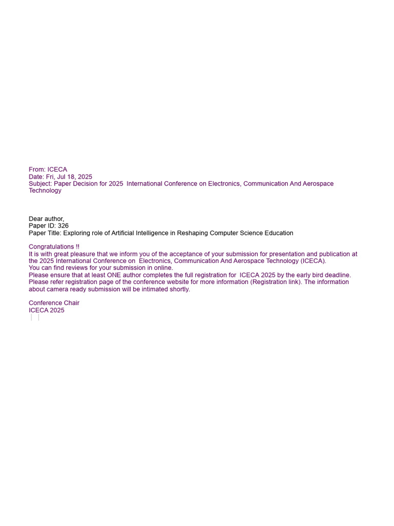 AI in Computer Science Education Accepted at ICECA 2025 | PDF
