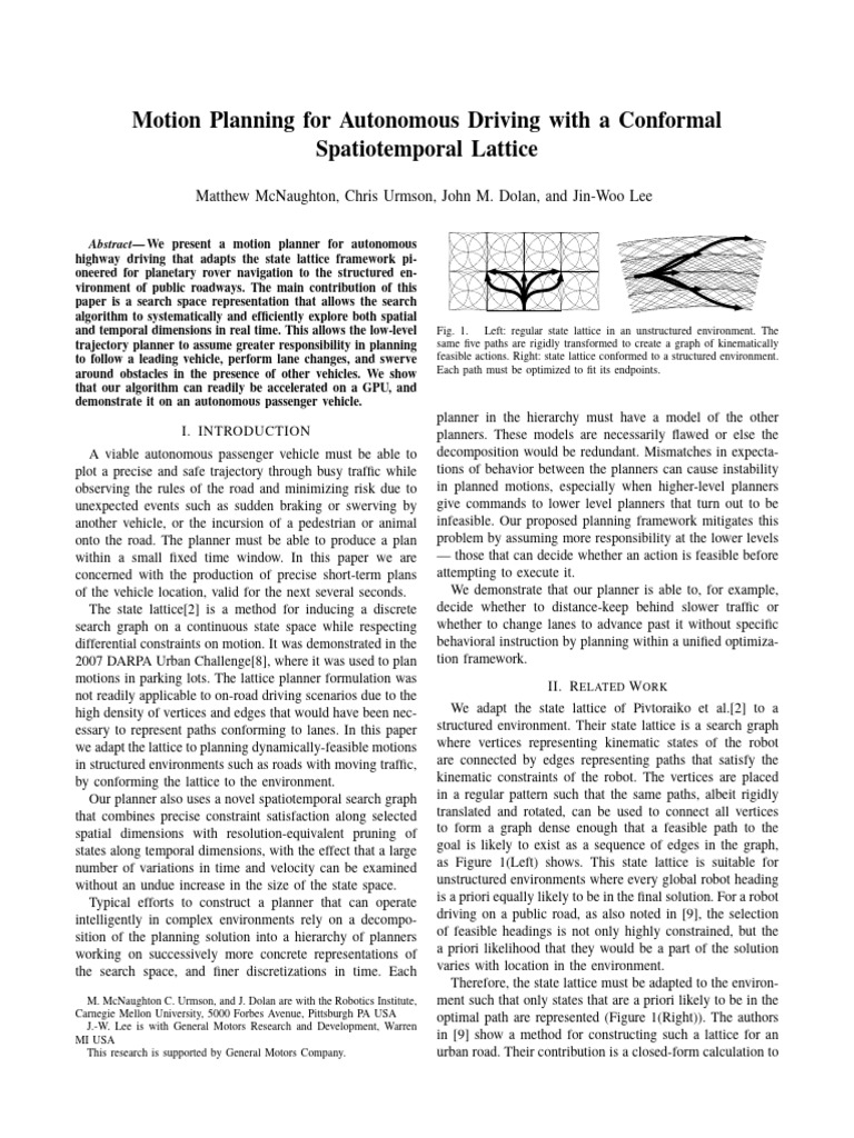 Motion Planning for Highway Driving | PDF | Vertex (Graph Theory ...