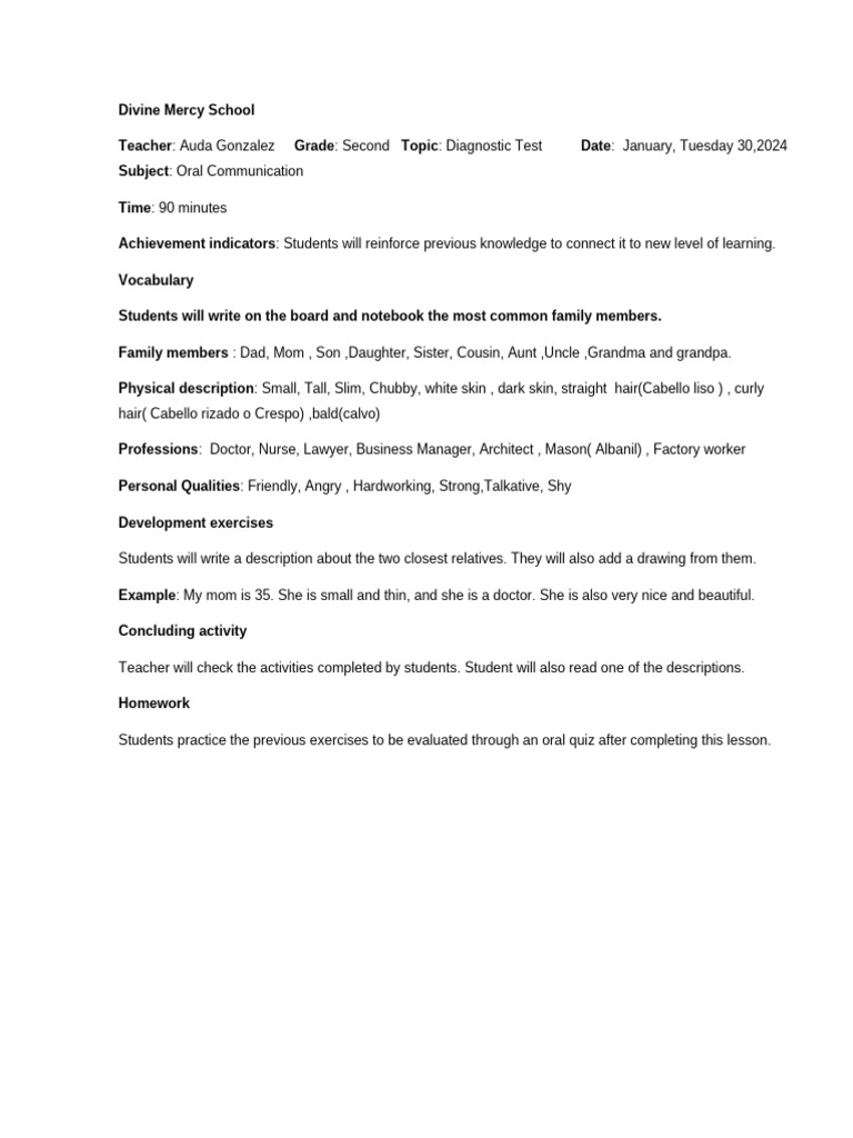 Oral Communication Diagnostic Test Guide | PDF