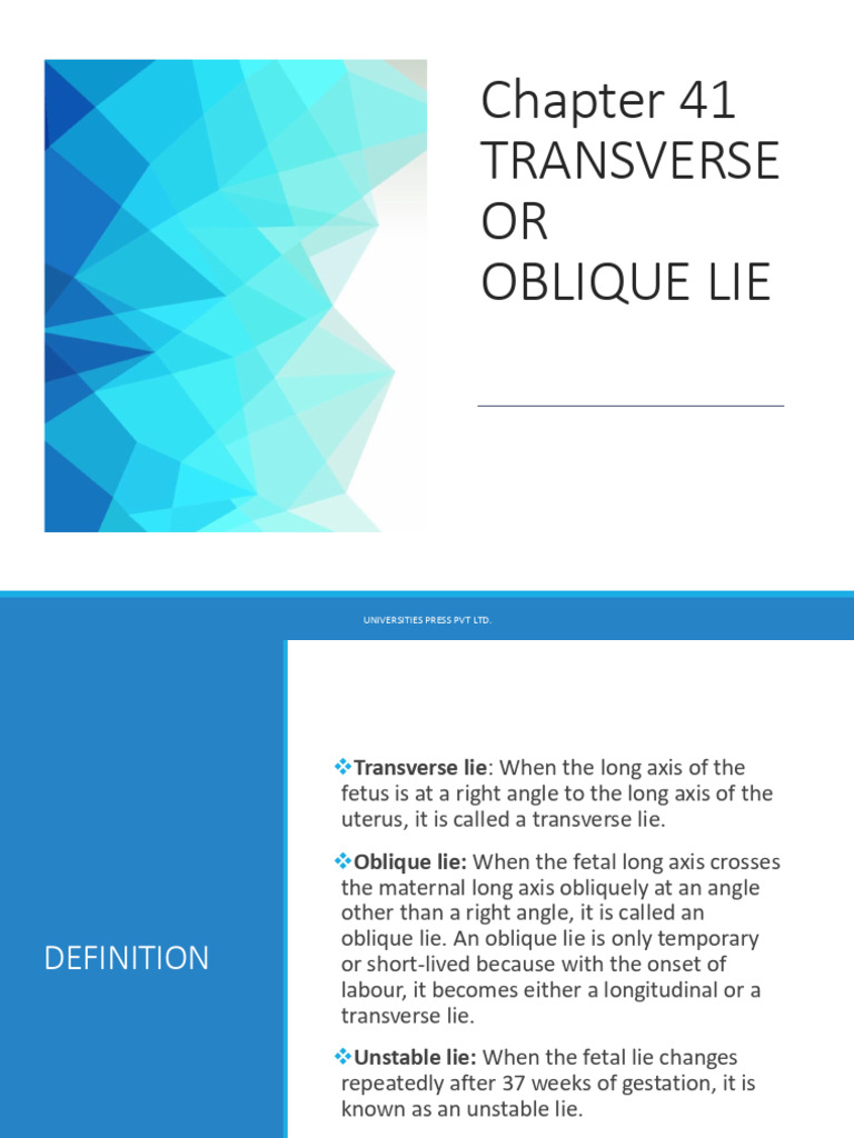 Management of Oblique and Transverse Lie | PDF | Childbirth | Uterus