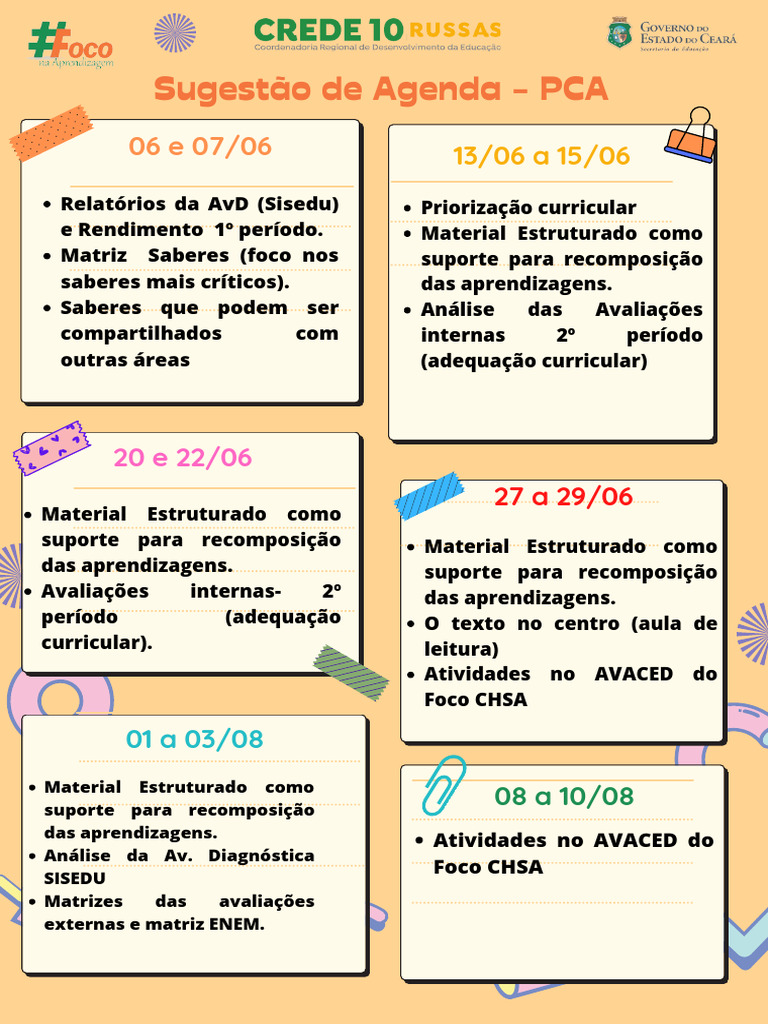 Agenda PCA: Priorização Curricular 2023 | PDF
