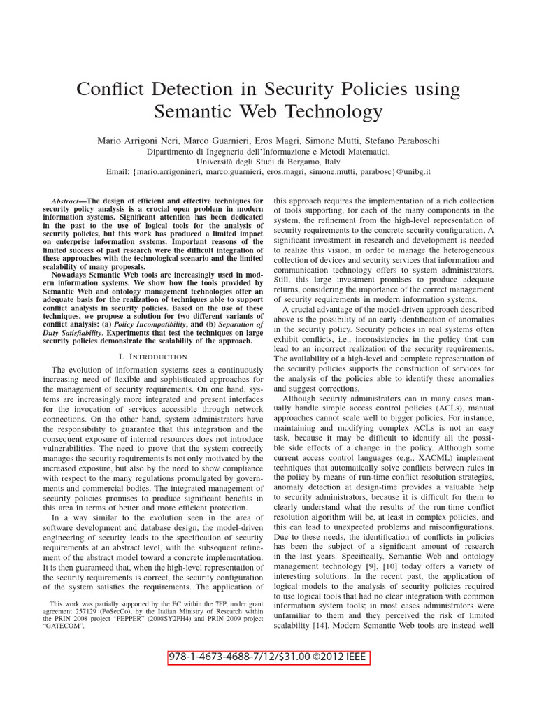 Detecting Security Policy Conflicts Using Semantic Web | PDF ...