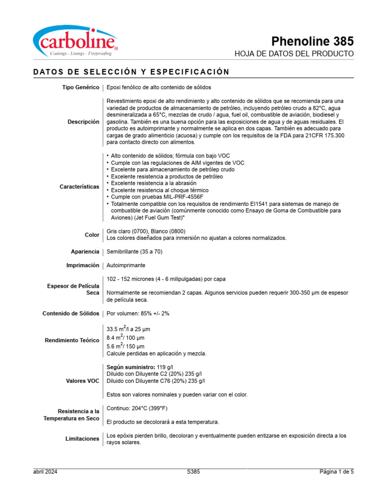 Phenoline 385 PDS | PDF | Hormigón | Condensación