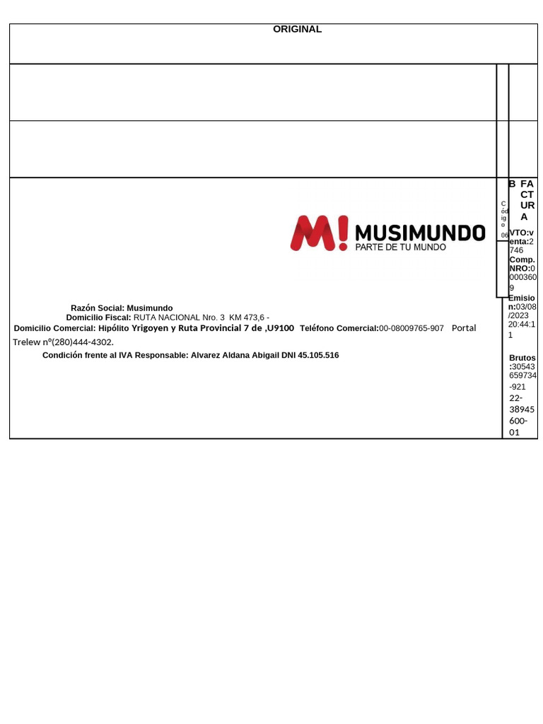 Factura de Smart TV en Musimundo | PDF
