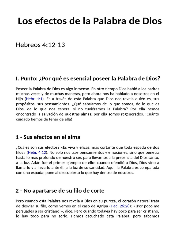Efectos Transformadores de la Palabra de Dios | PDF | Dios | Salvación