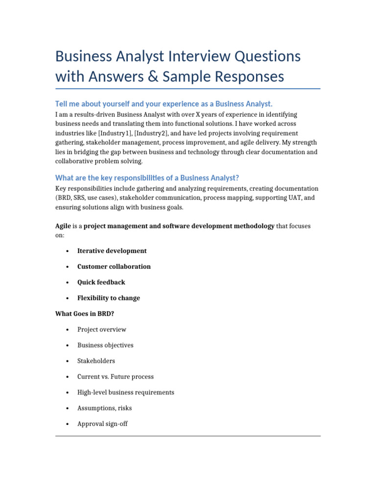 Business Analyst Interview Insights | PDF | Use Case | Scrum (Software ...