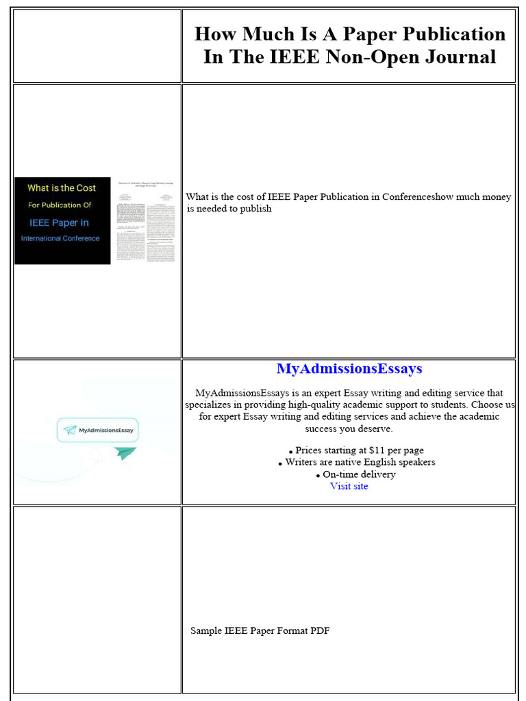 How Much is a Paper Publication in the IEEE Non open Journal PDF How Much is a Paper Publication in the IEEE Non open Journal PDF