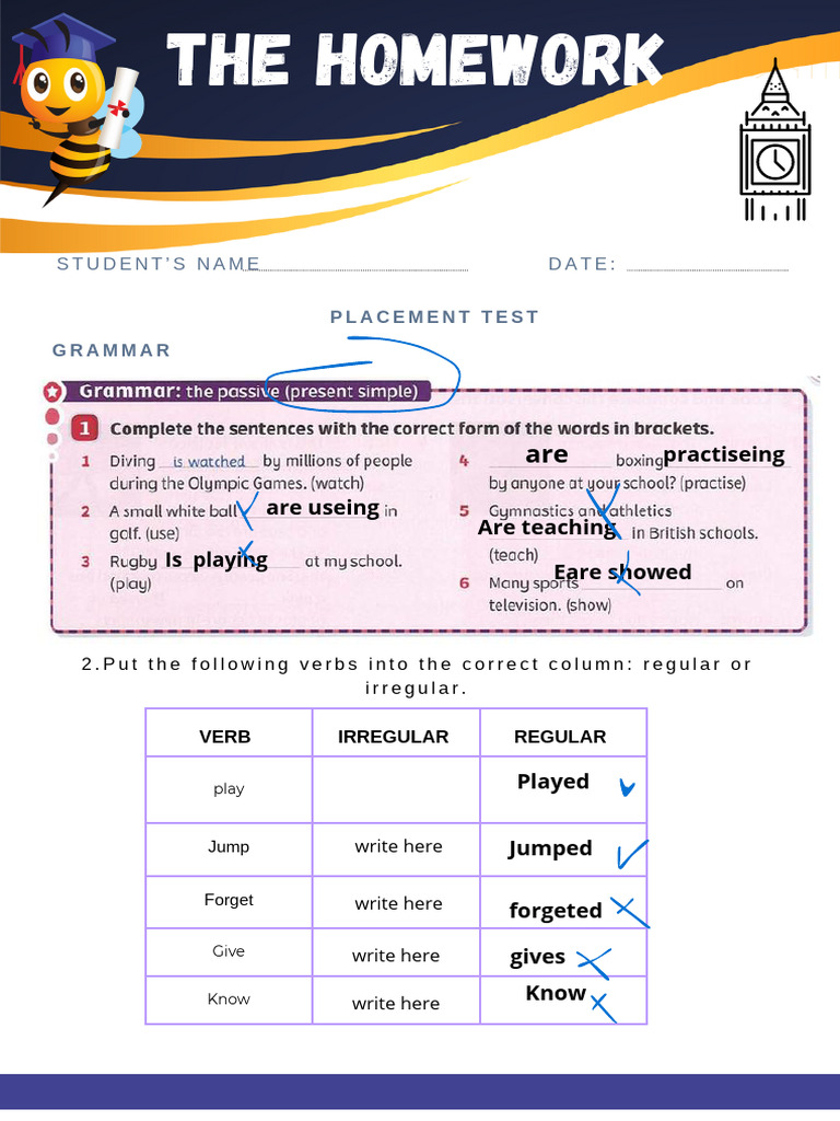 Grammar Placement Test for Students | PDF | Verb | Linguistic Morphology