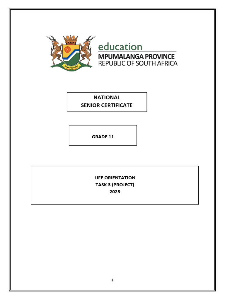 Grade 11 Life Orientation Project 2025 | PDF | Behavior | Human Sexual ...
