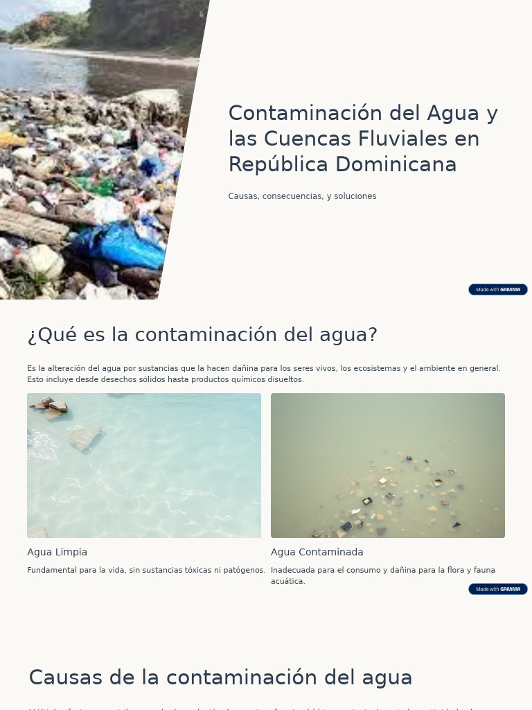 Contaminación del Agua en RD: Causas y Soluciones | PDF | La ...