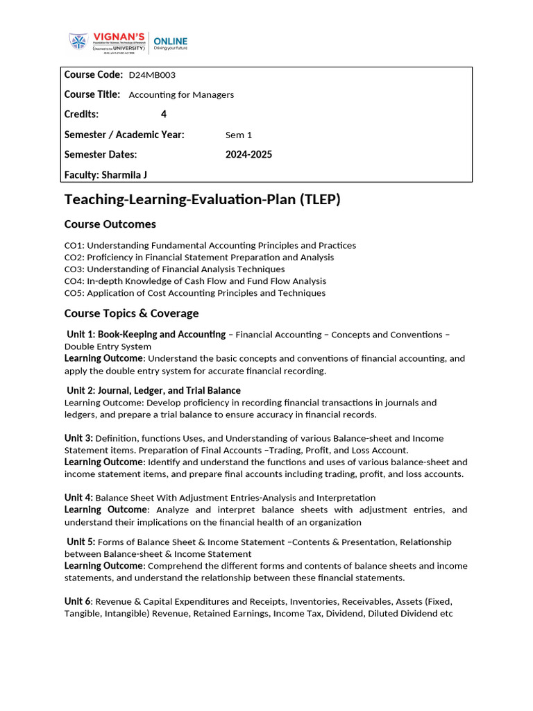 TLEP for Accounting Course 2024-2025 | PDF | International Financial ...