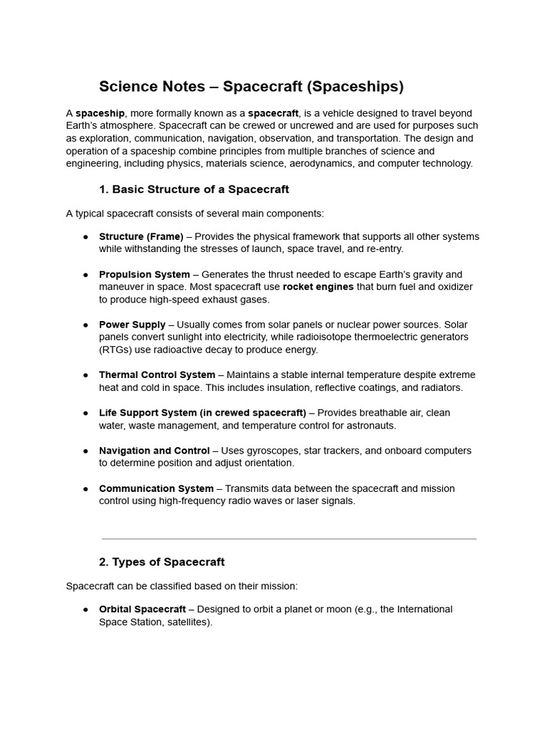 Spaceships | PDF | Spacecraft | Space Exploration