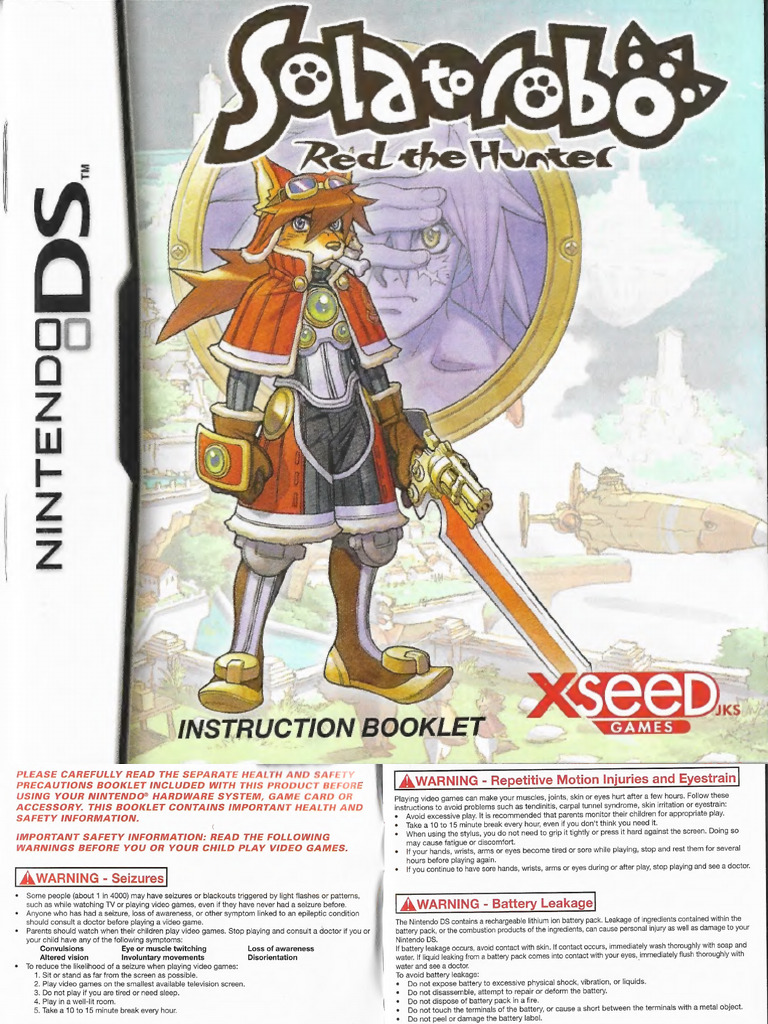 Solatorobo DS Health & Safety Guide | PDF