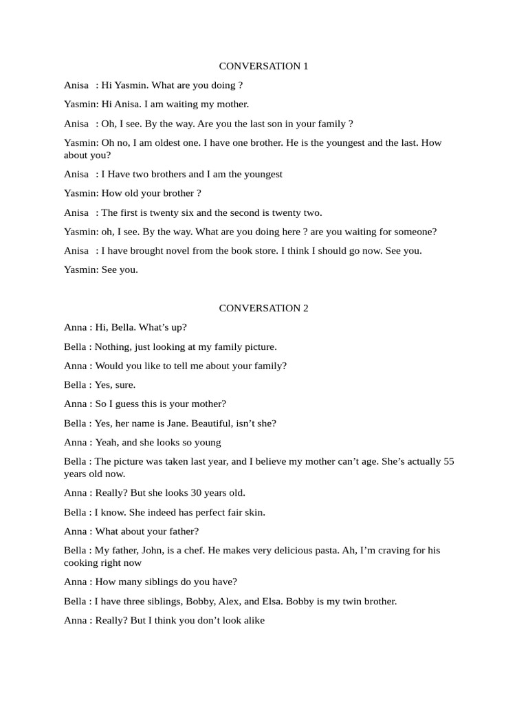Family Conversations: Siblings & Parents | PDF