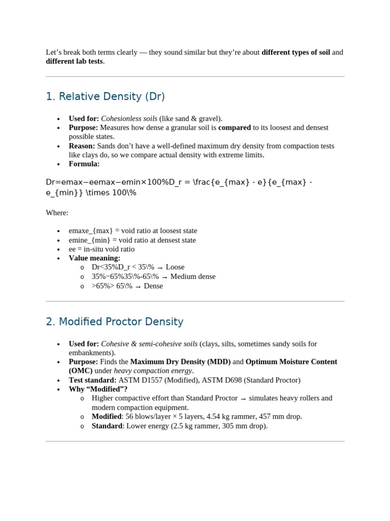 Modified Proctor Density and Relative Density | PDF | Density | Earth ...
