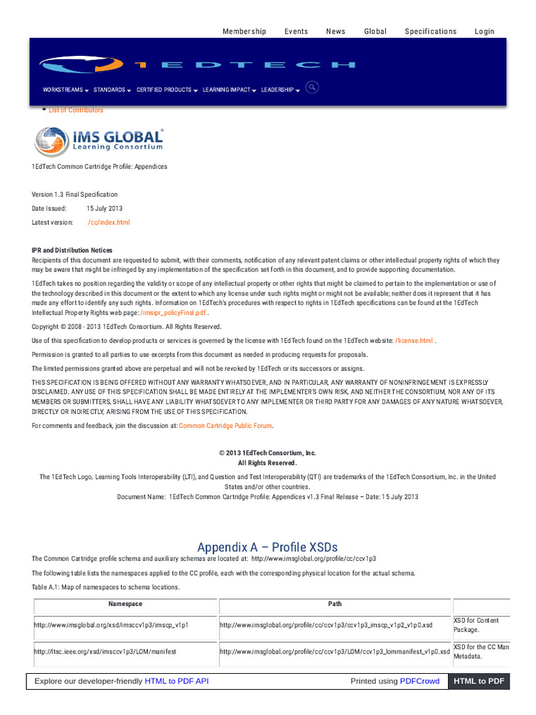 1EdTech Common Cartridge v1.3 Overview | PDF | Metadata | Intellectual ...