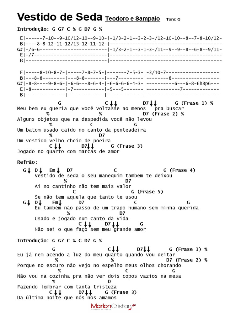 Cifras e Letra: Vestido de Seda | PDF