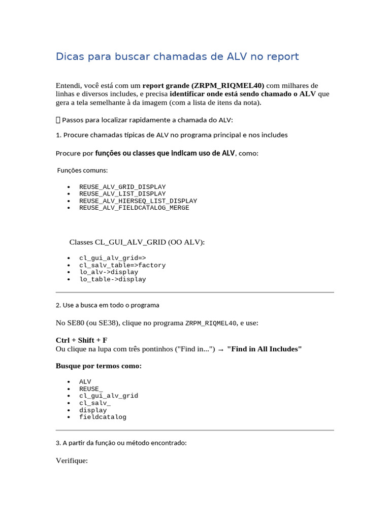 Como Encontrar Chamadas de ALV em Reports | PDF