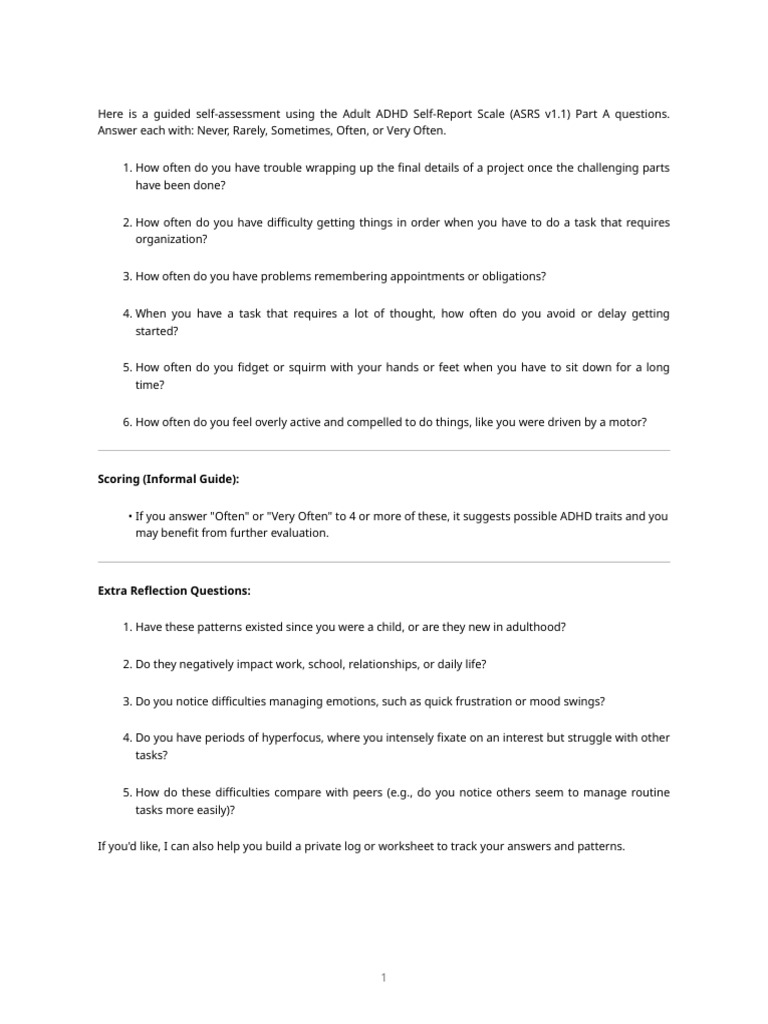 Adhd Self Reflection | PDF