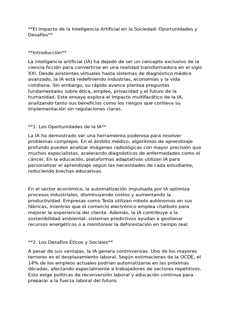 Impacto de la IA en la Sociedad Actual | PDF | Inteligencia artificial ...