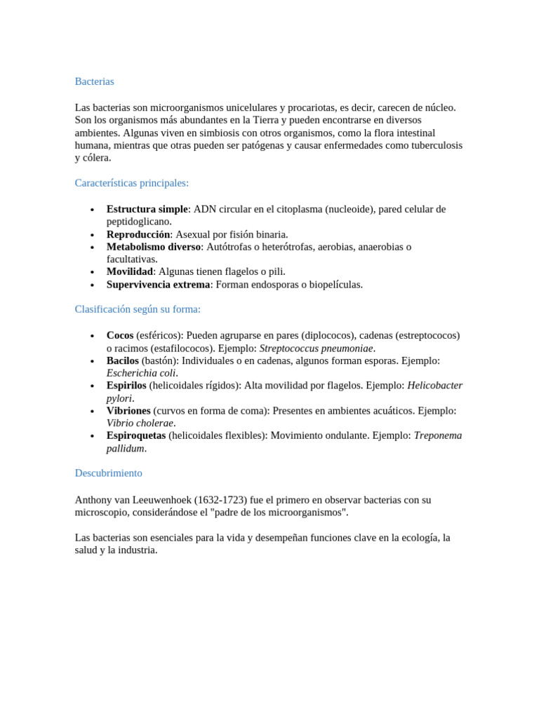 Características y Clasificación de Bacterias | PDF | Las bacterias ...