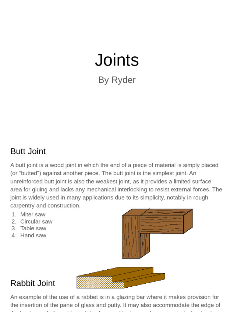 Types of Wood Joints Explained | PDF | Woodworking