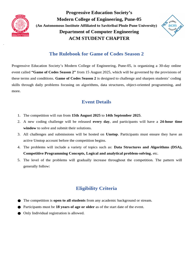 688c46b163285 Rulebook Goc 2025 | PDF | Computer Programming | Computing